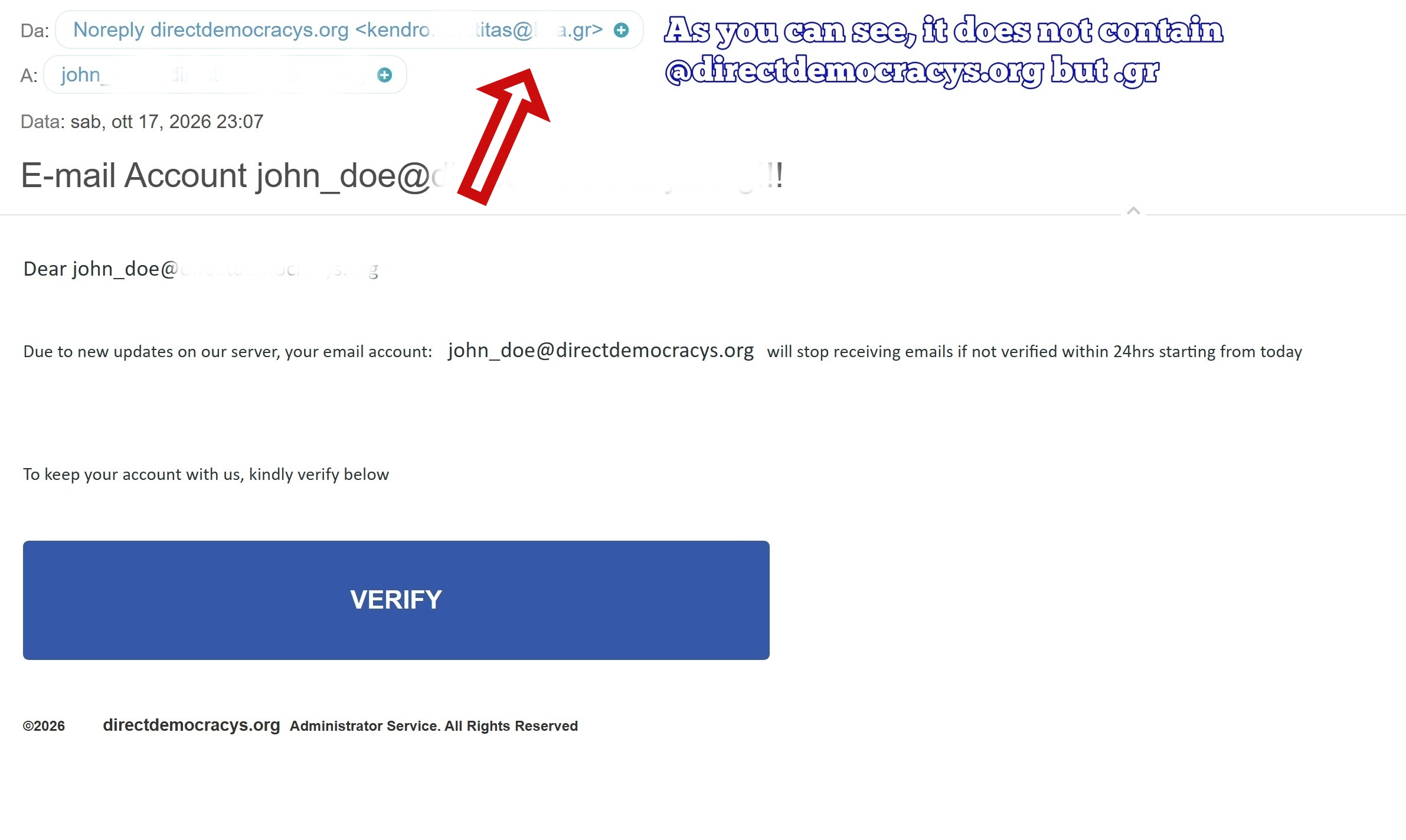 scam e mail message